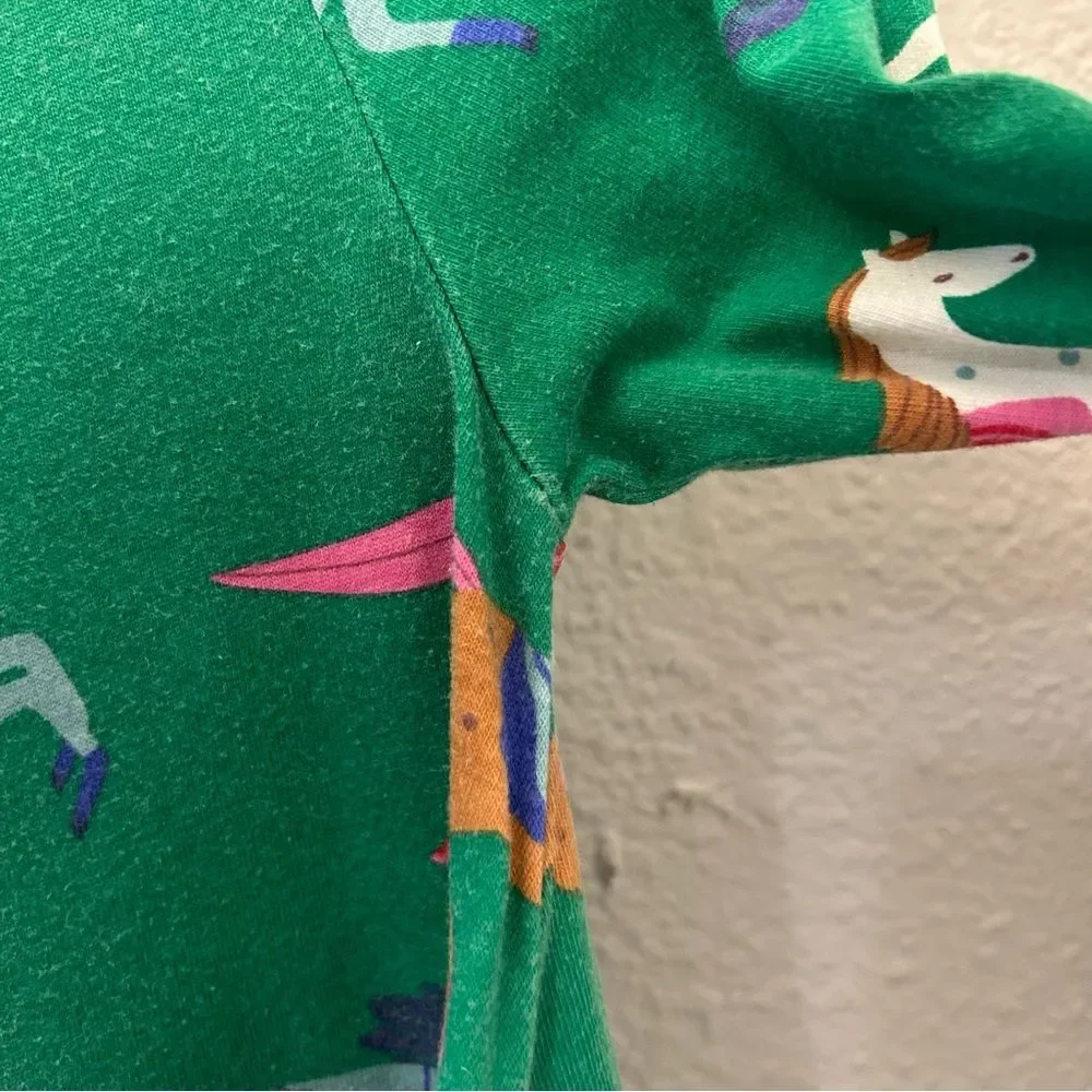 Mini Boden Horse Print Tunic Dress Green Cotton Sz 8-9Y